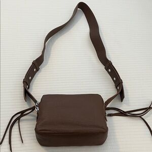 All Saints Chocolate Leather Crossbody Bag
